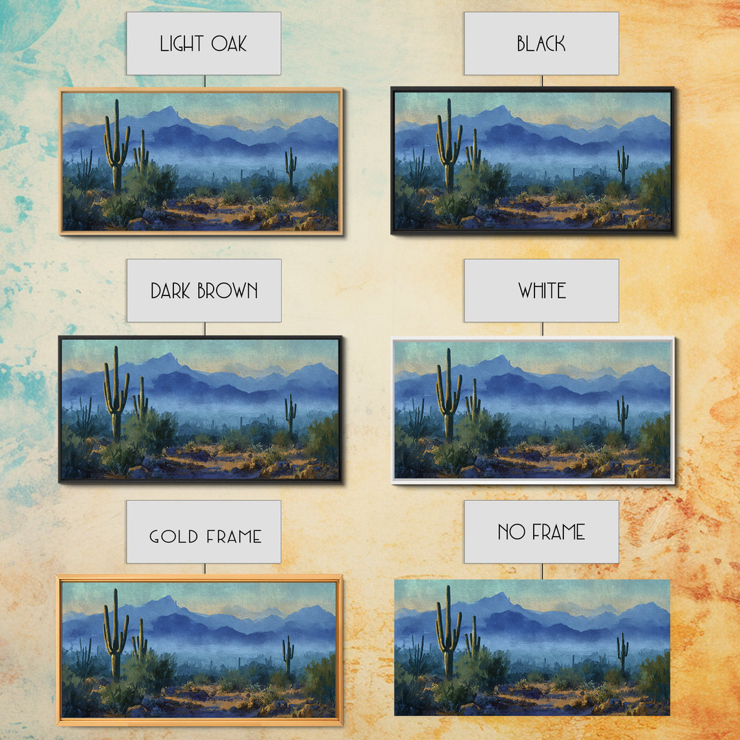 Desert Cactus Blooming After Rain Canvas Print, Nature Art, Printable Wall Art, Living Room Decor, Oil Painting, Nature, NAT-2x1-64