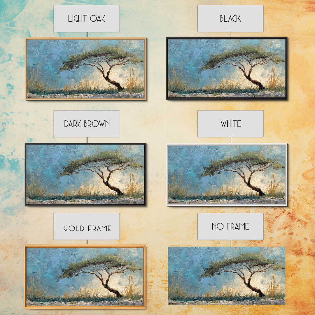 Tree of Life Framed Canvas Print, Nature Art, Living Room Decor, Oil Painting, Nature, Framed Art, Wood Wall Art, NAT-2x1-83