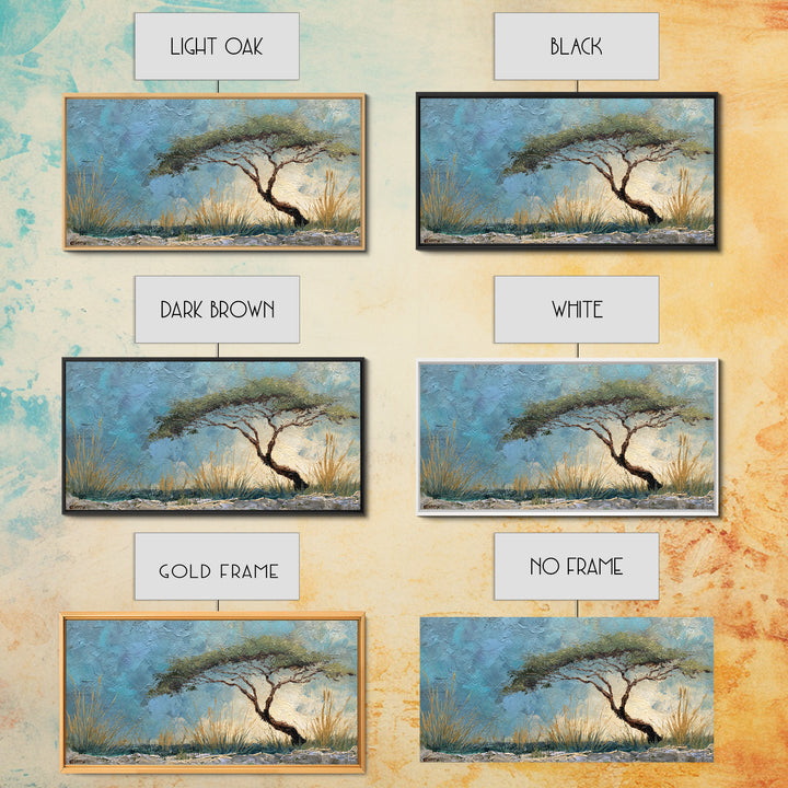 Tree of Life Framed Canvas Print, Nature Art, Living Room Decor, Oil Painting, Nature, Framed Art, Wood Wall Art, NAT-2x1-83