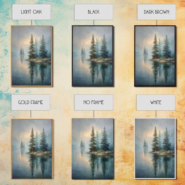 Misty Mountain Lake Framed Canvas Print, Nature Art, Art, Living Room Decor, Watercolor Art, Nature, 3d Wall Art, NAT-2x3-13
