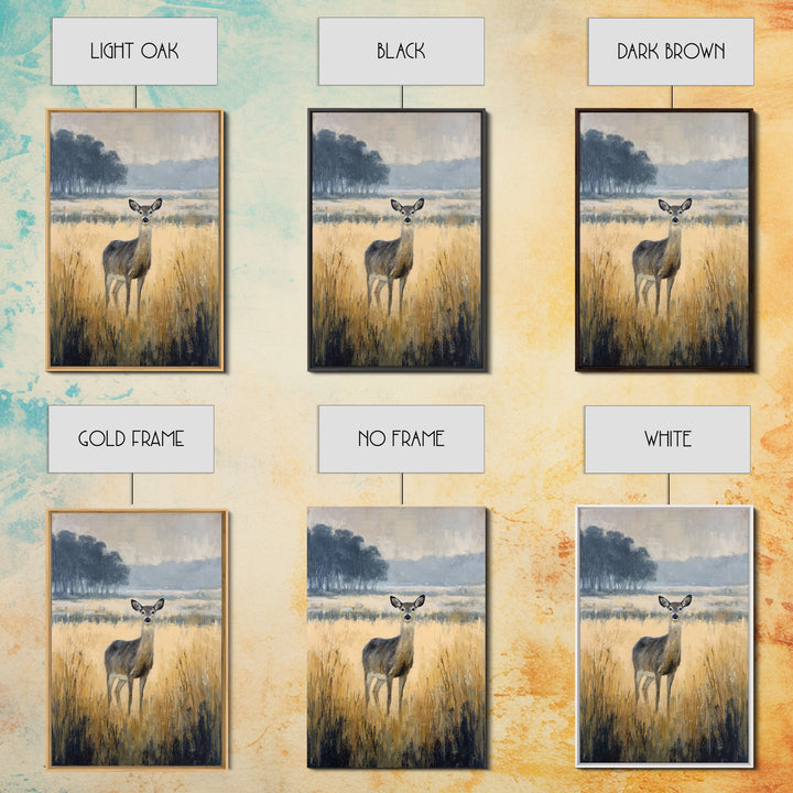 Deer Standing in a Golden Field Canvas Print, Nature Art, Moss Art, Living Room Decor, Fine Art, Nature, Statement Artwork, NAT-2x3-16