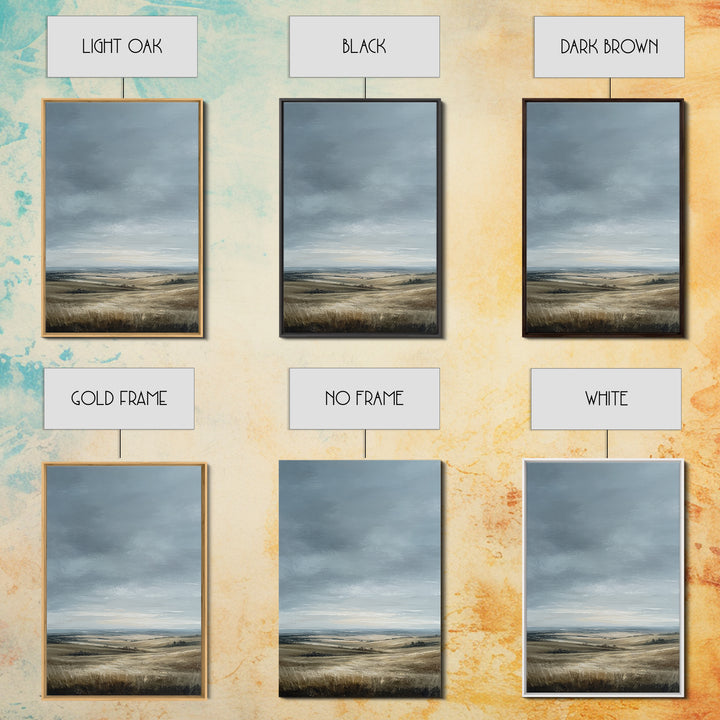 Storm Clouds over a Rolling Prairie Framed Canvas Print, Nature Art, Textured Painting, Living Room Decor, Fine Art, Nature, NAT-2x3-22