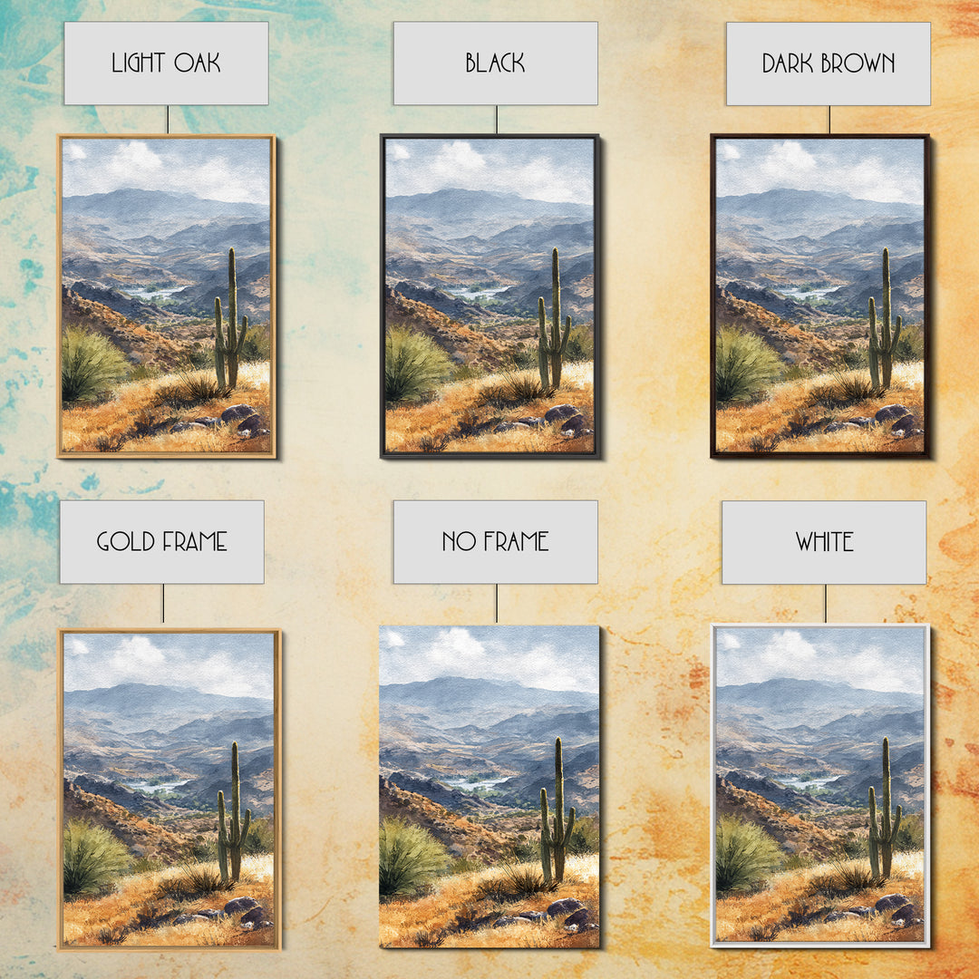Desert Cactus Blooming After Rain Framed Canvas Print, Nature Art, Statement Artwork, Living Room Decor, Fine Art, Nature, NAT-2x3-4