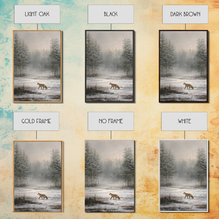 Fox Crossing a Snowy Forest Clearing Canvas Print, Nature Art, Home Decor, Living Room Decor, Nature, Abstract Wall Art, NAT-2x3-66