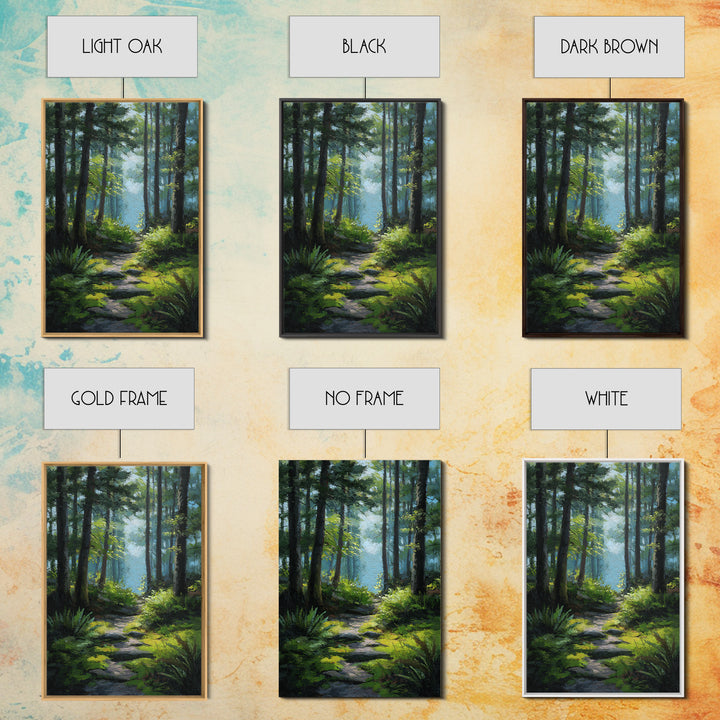 Sunlit Forest Path Canvas Print, Nature Art, Poster, Living Room Decor, Fine Art, Nature, Abstract Wall Art, 3d Wall Art, NAT-2x3-9