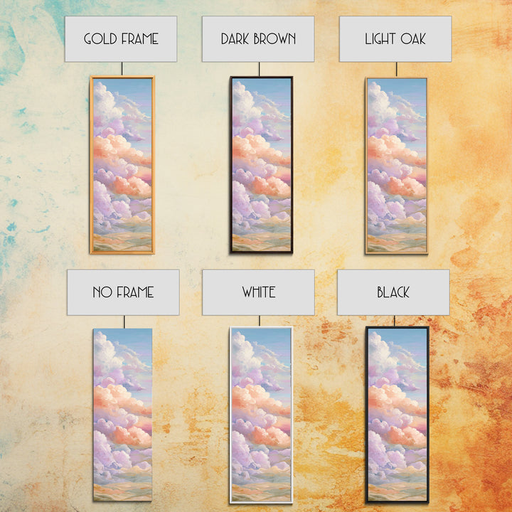 Pastel Rainbow with Soft Cloud Shapes Framed Canvas Print, Nursery Decor, Abstract Art, Nursery, Nursery Prints, NDE-1x3-61