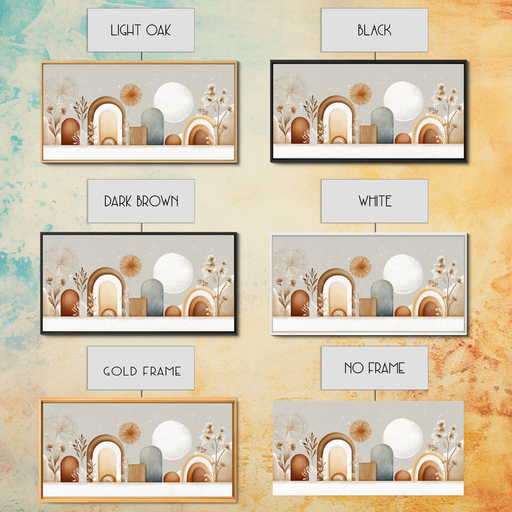 Neutral Boho Sun and Arch Shapes Framed Canvas Print, Nursery Decor, Nursery Prints, Fine Art, Nursery, Nursery Wall Decal, NDE-2x1-55