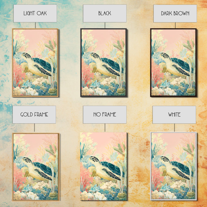Tiny Turtle with Sea Plants Framed Canvas Print, Nursery Decor, Room Decor, Fine Art, Nursery, Framed Wall Art, Bedroom Decor, NDE-2x3-3