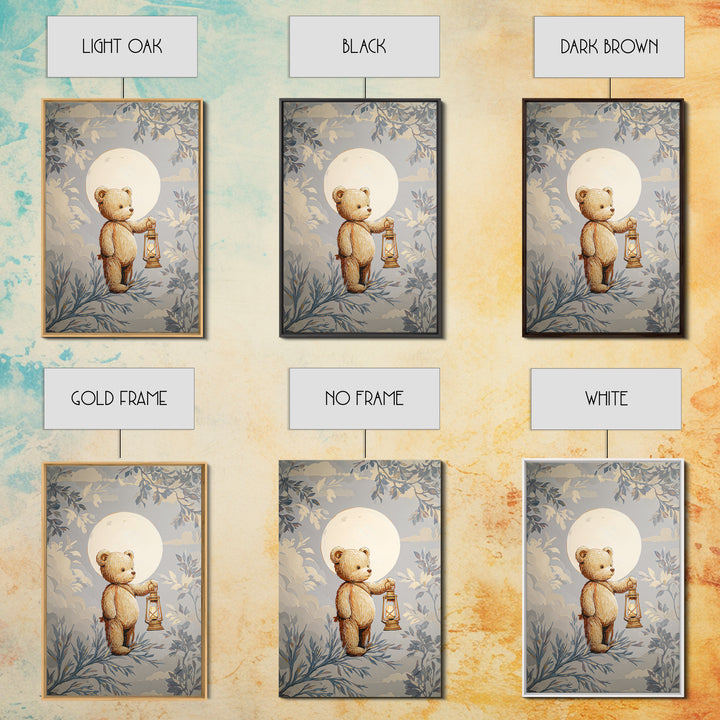 Storybook Bear with Little Lantern Canvas Print, Nursery Decor, Playroom Decor, Fine Art, Nursery, Boy Nursery Decor, NDE-2x3-65