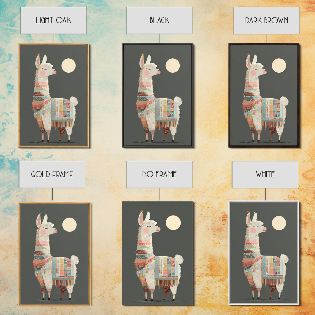 Cute Llama with Blanket Pattern Canvas Print, Nursery Decor, Safari Nursery Decor, Nursery, Modern Decor, Fine Art Print, NDE-2x3-77