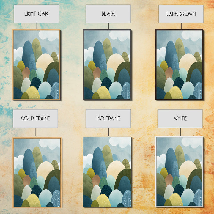 Calm Mountain Nursery Landscape Framed Canvas Print, Nursery Decor, Bedroom Decor, Fine Art, Nursery, Floral Wallpaper, NDE-2x3-80