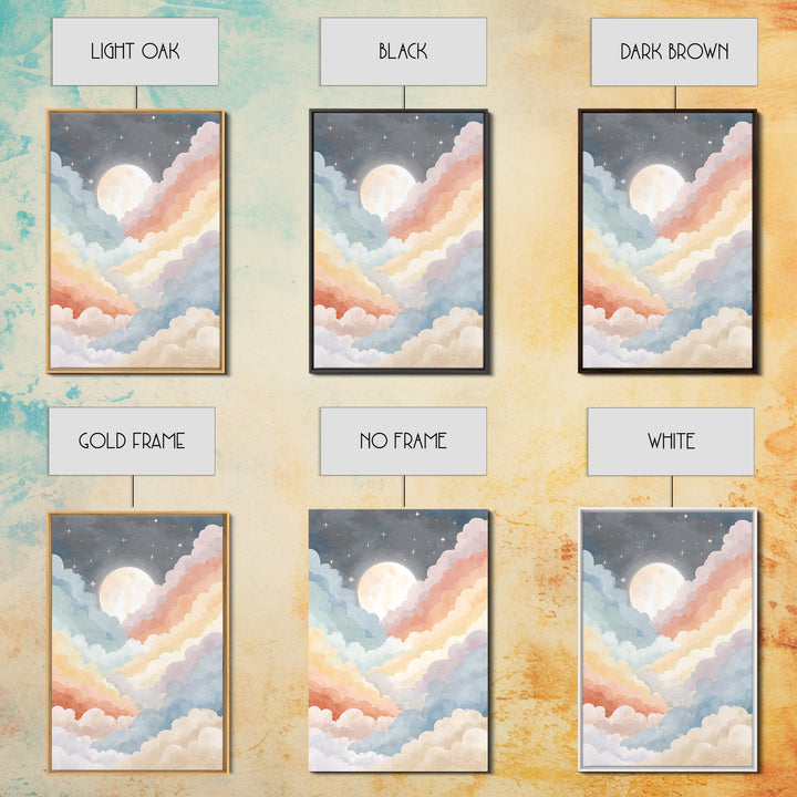Pastel Rainbow with Soft Cloud Shapes Canvas Print, Nursery Decor, Wall Decal, Abstract Art, Nursery, Wall Light, NDE-2x3-9