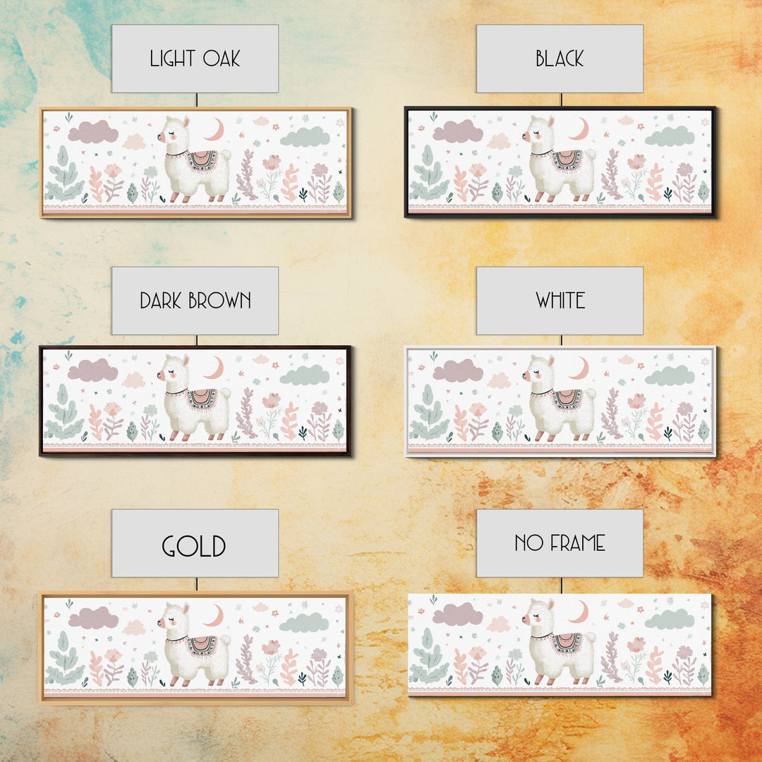 Cute Llama with Blanket Pattern Canvas Print, Nursery Decor, Playroom Decor, Nursery, Boy Nursery Decor, Gallery Decor, NDE-3x1-13