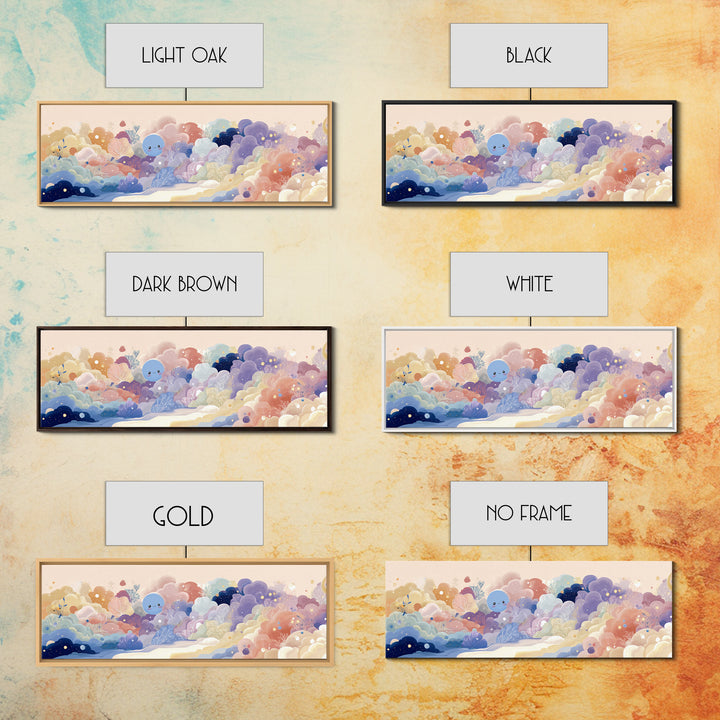Pastel Rainbow with Soft Cloud Shapes Canvas Print, Nursery Decor, Boy Nursery Decor, Abstract Art, Nursery, Contemporary Art, NDE-3x1-41