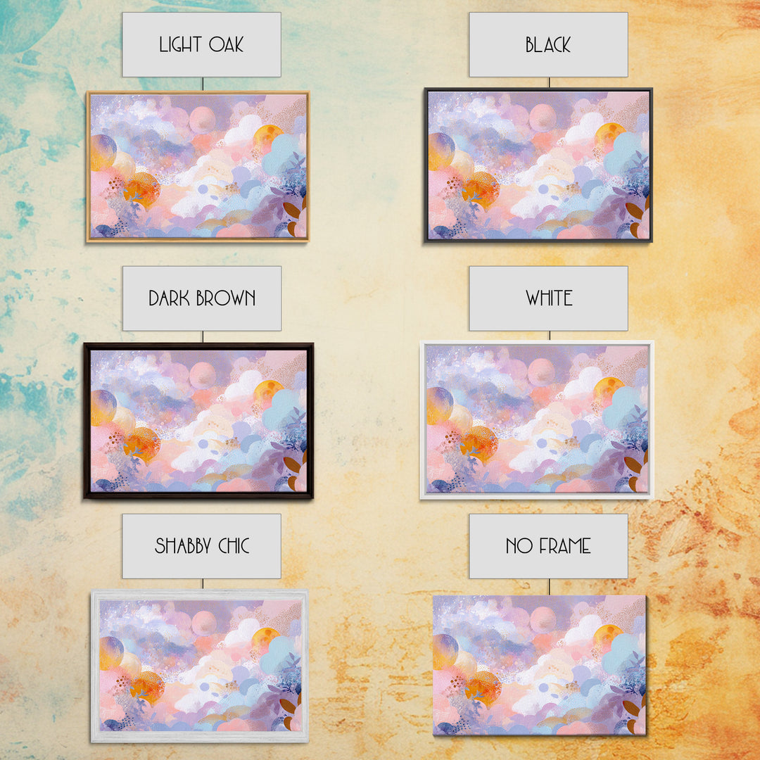 Pastel Rainbow with Soft Cloud Shapes Framed Canvas Print, Nursery Decor, Room Decor, Abstract Art, Nursery, Framed Wall Art, NDE-3x2-77