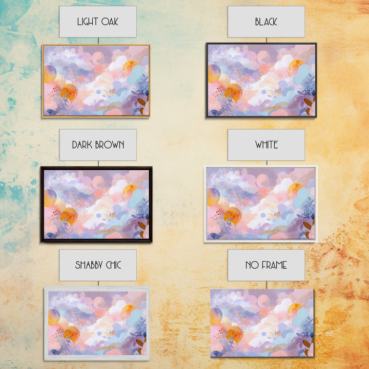 Pastel Rainbow with Soft Cloud Shapes Framed Canvas Print, Nursery Decor, Room Decor, Abstract Art, Nursery, Framed Wall Art, NDE-3x2-77