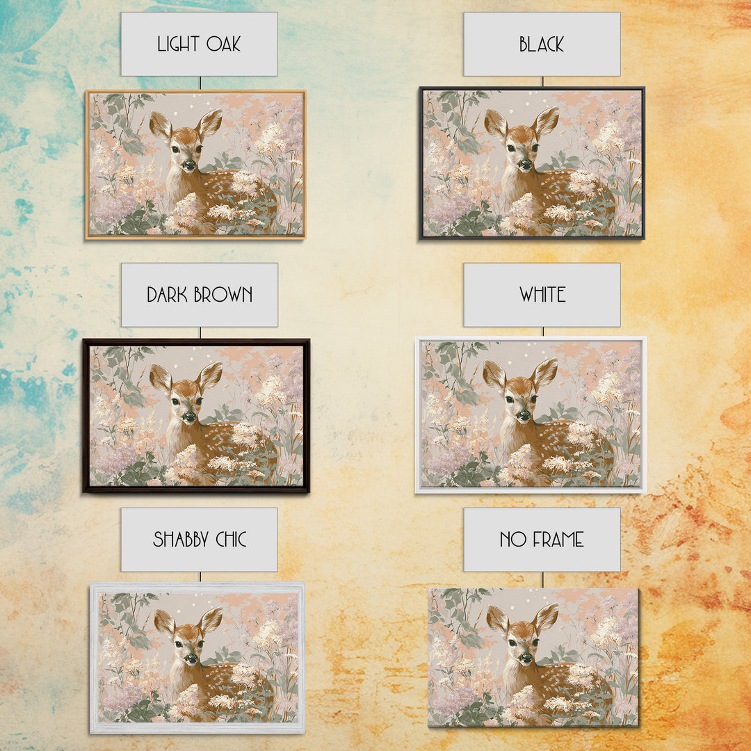 Baby Deer in Meadow with Fireflies Canvas Print, Nursery Decor, Nursery Wall Decals, Oil Painting, Nursery, Textured Painting, NDE-3x2-98