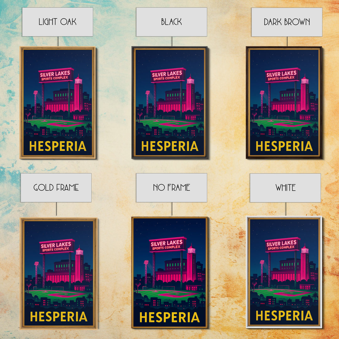 Hesperia California Travel Poster, Canvas Print, Neon Cityscape Wall Art, Hesperia Poster Print, Vintage City Poster, City Illustration