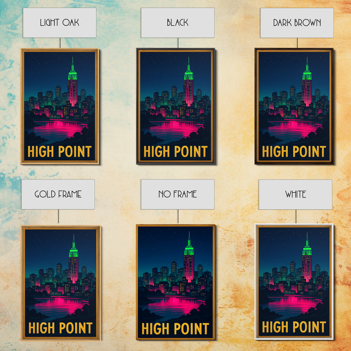 High Point North Carolina Travel Poster, Canvas Print, Cyberpunk Style City Art, High Point City Art, Travel Art, Travel Art Print