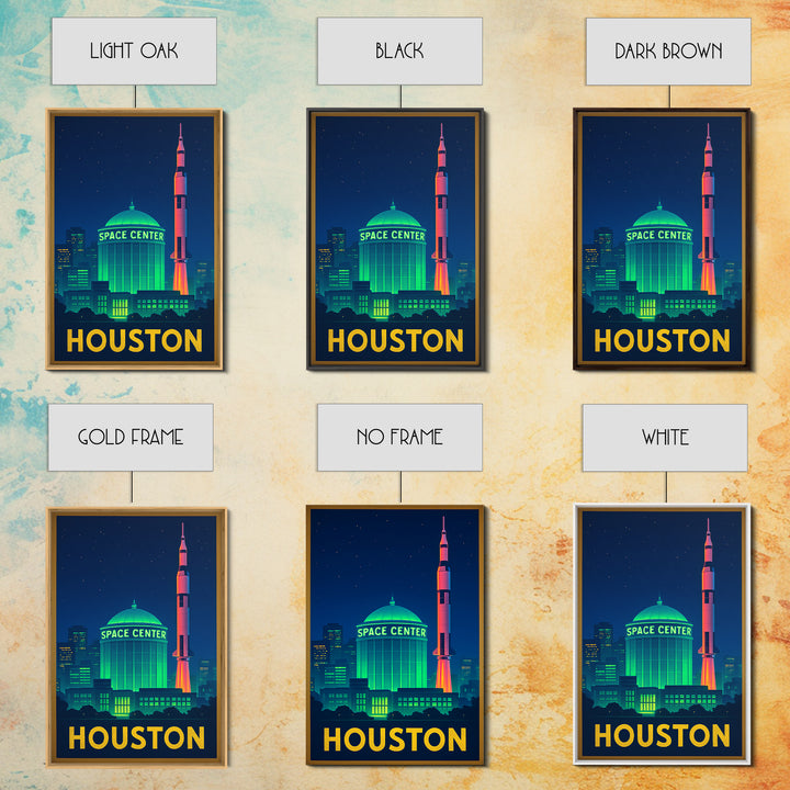 Houston Texas Travel Poster, Canvas Print, Electric Night Poster Art, Houston City Art, Fine Art Print, Travel Wall Art, Home Office Decor