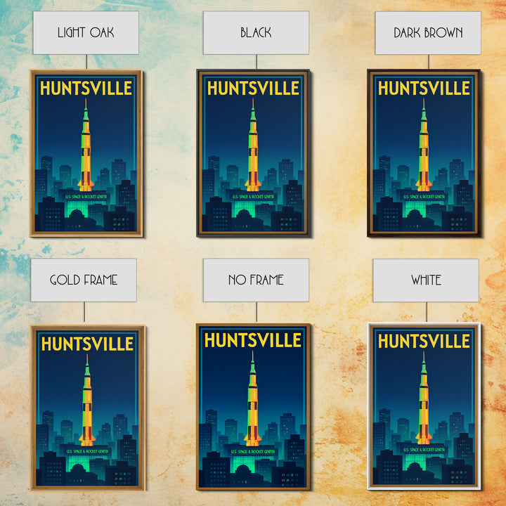 Huntsville Travel Poster, Framed Canvas Print, Cyberpunk Style City Art, Huntsville Art Print, Eclectic Wall Decor, City Travel Prints
