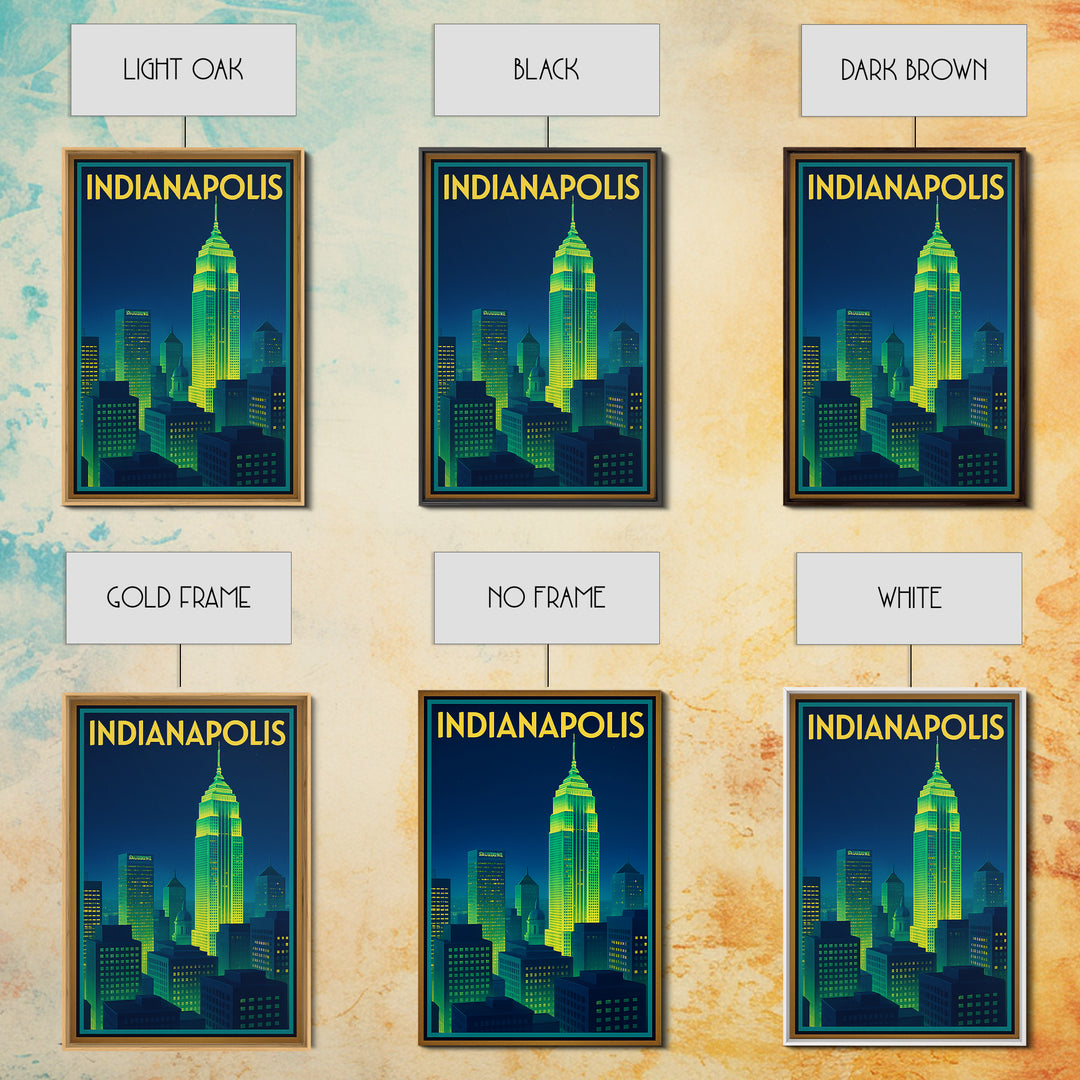 Indianapolis Travel Poster, Canvas Print, Cyberpunk Style City Art, Indianapolis City Art, Wanderlust Decor, Home Office Decor