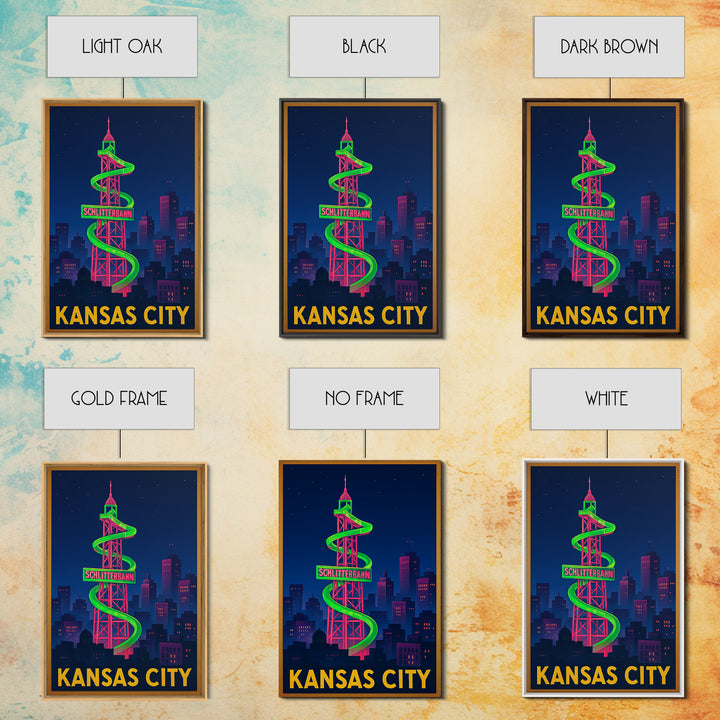 Kansas City Travel Poster, Canvas Print, Cyberpunk Style City Art, Kansas City Poster Print, Travel Wall Art, Living Room Wall Art