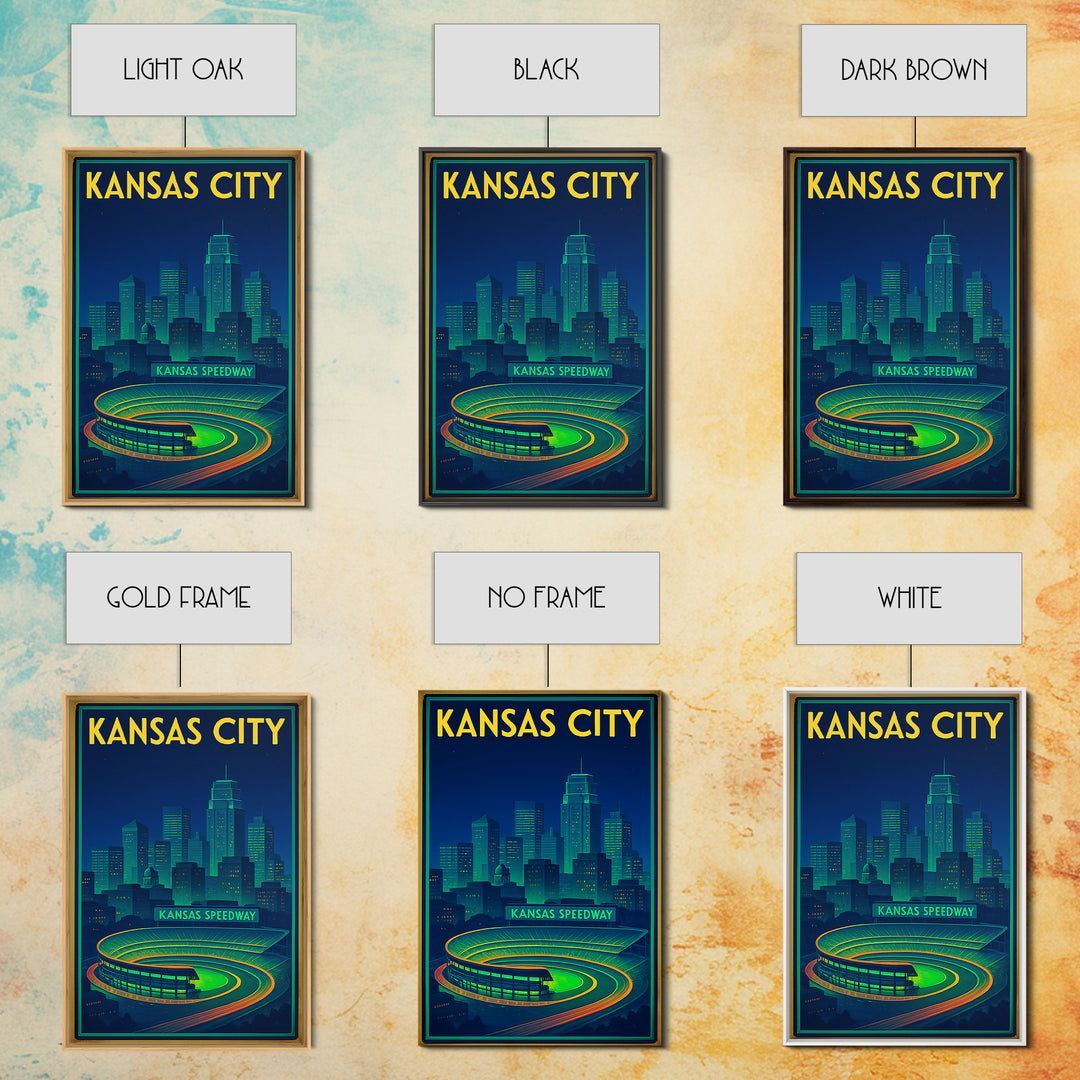 Kansas City Travel Poster, Framed Canvas Print, Cyberpunk Style City Art, Kansas City Wall Art, City Travel Prints, Fine Art Print