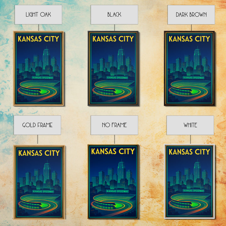 Kansas City Travel Poster, Framed Canvas Print, Cyberpunk Style City Art, Kansas City Wall Art, City Travel Prints, Fine Art Print