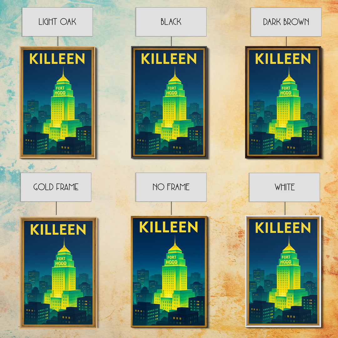 Killeen Travel Poster, Canvas Print, Electric Night Poster Art, Killeen Wall Art, Travel Poster Art, Travel Art Print, Vintage Travel Art