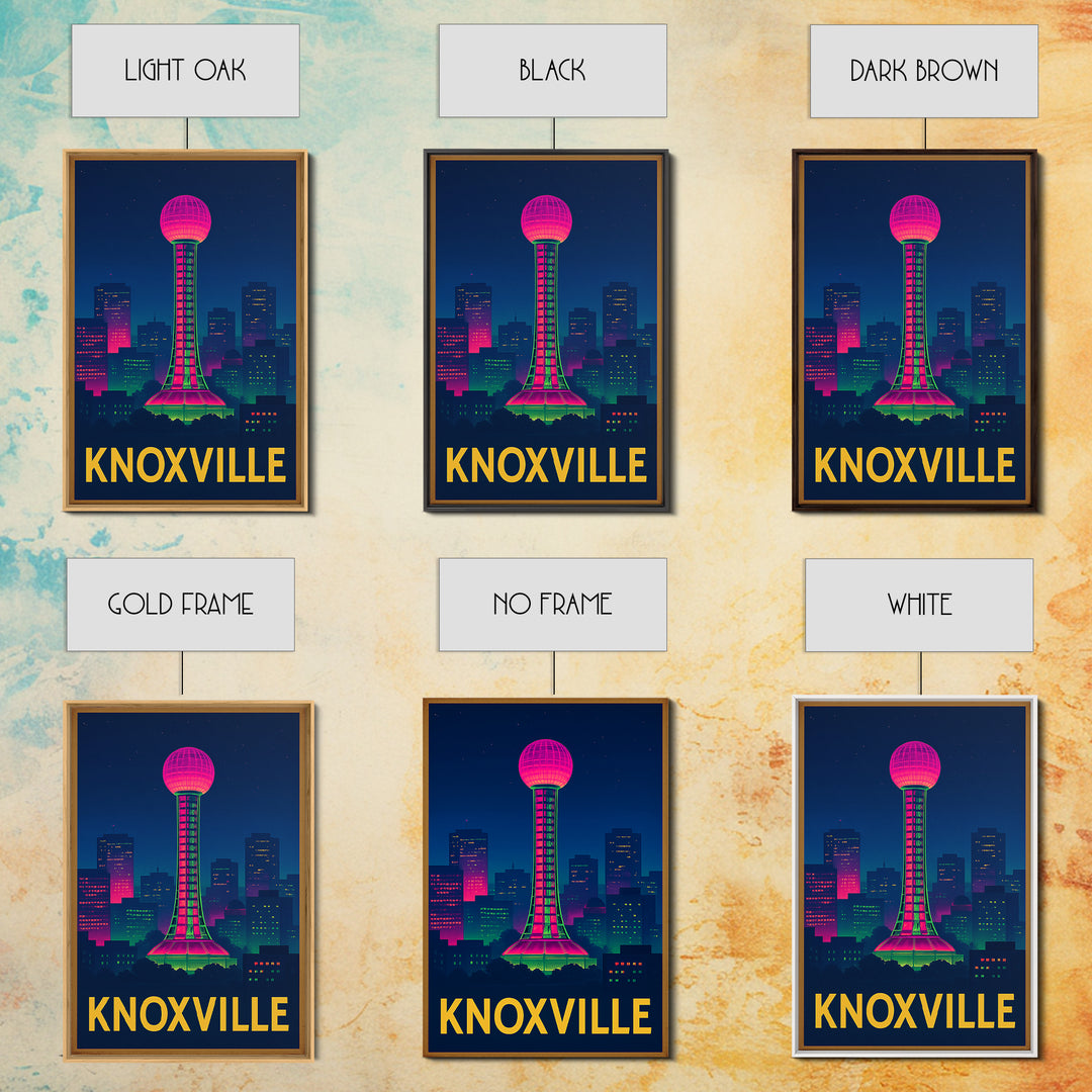 Knoxville Tennessee Travel Poster, Canvas Print, Electric Night Poster Art, Knoxville Poster Print, Wall Art, Vintage City Poster