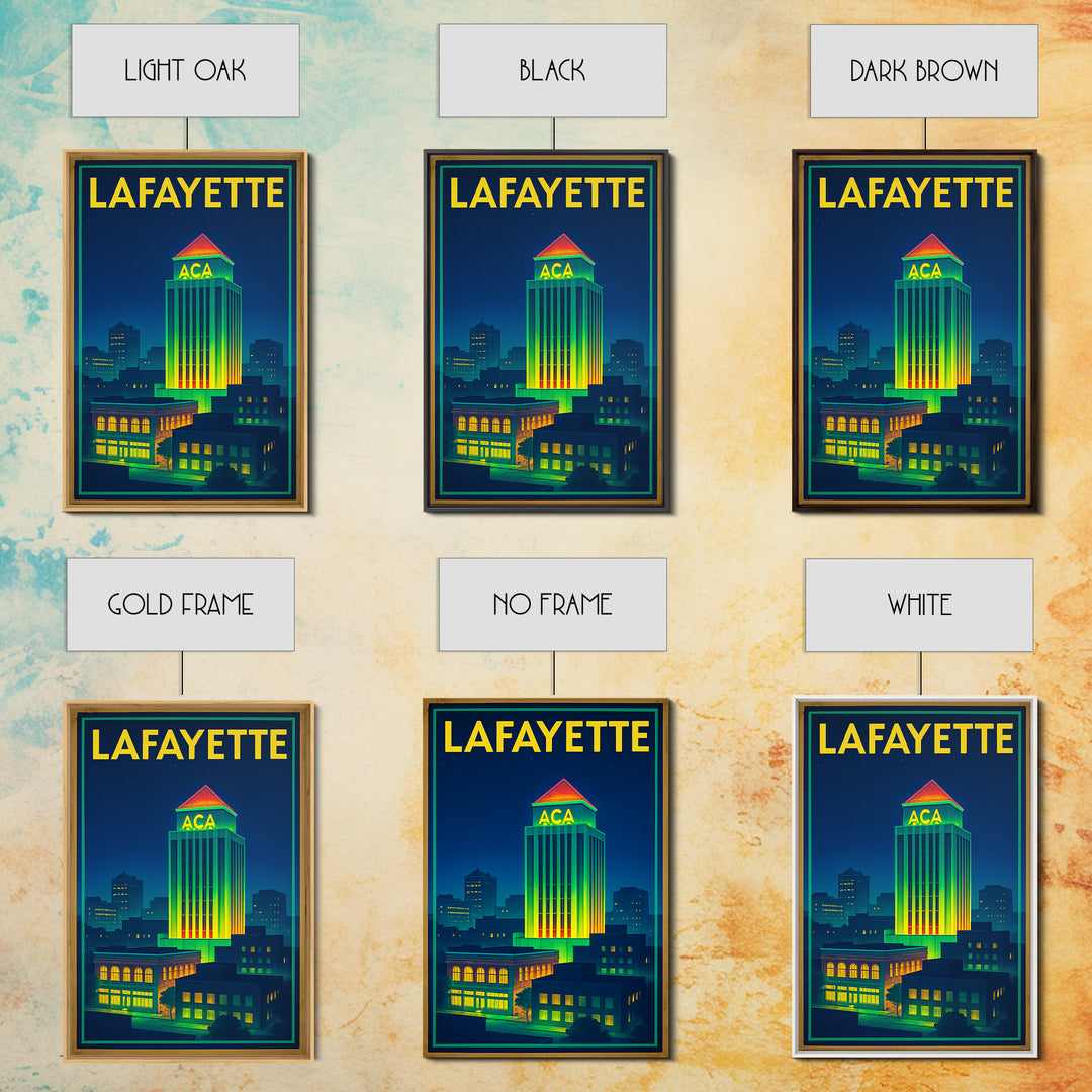 Lafayette Travel Poster, Canvas Print, Electric Night Poster Art, Lafayette Wall Art, Living Room Wall Art, Travel Wall Decor, Design 2