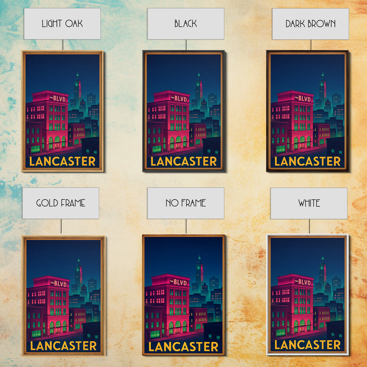 Lancaster California Travel Poster, Canvas Print, Retro Neon Travel Art, Lancaster Wall Art, Travel Art Print, Vintage City Art, Wall Art