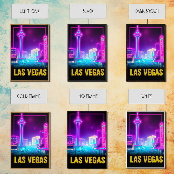 Las Vegas Travel Poster, Canvas Print, Retro Neon Travel Art, Las Vegas City Art, City Art Print, Travel Art Print, Modern Wall Decor