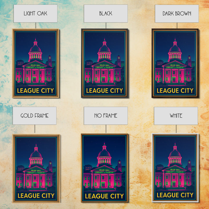 League City Texas Travel Poster, Canvas Print, Cyberpunk Style City Art, League City Art Print, Modern Wall Decor, Eclectic Wall Decor