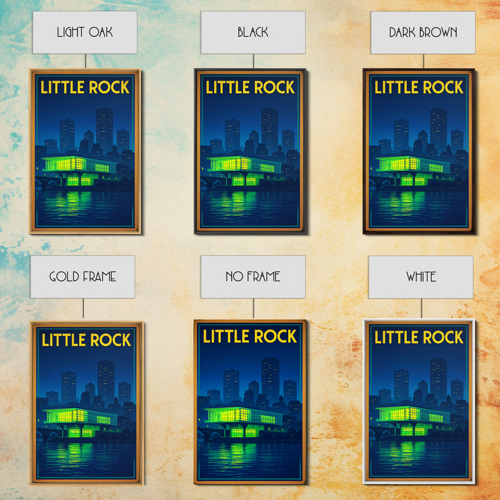 Little Rock Travel Poster, Canvas Print, Retro Neon Travel Art, Little Rock Travel Art, Wanderlust Decor, City Art Print, Gift For Travelers