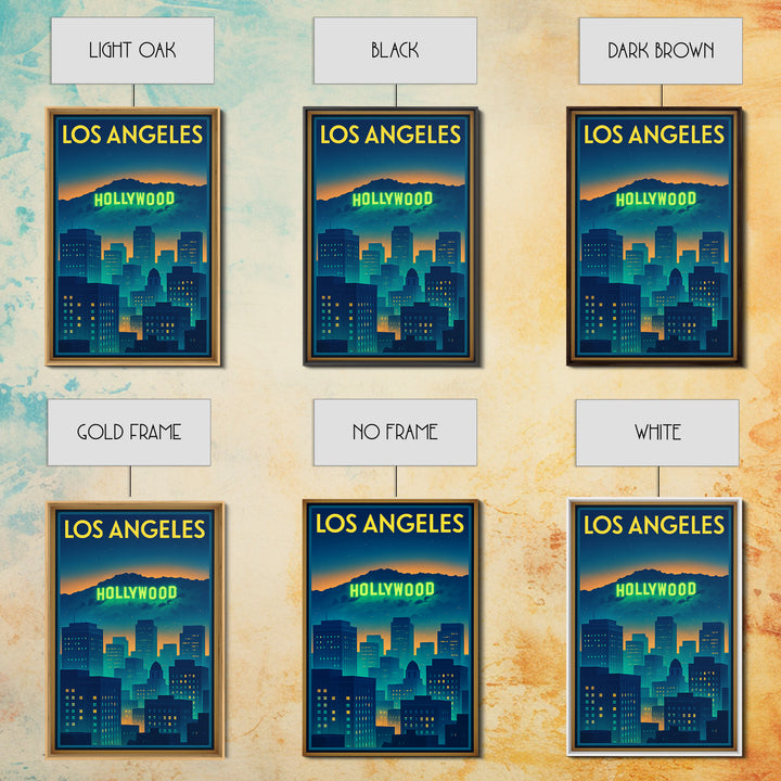 Los Angeles California Travel Poster, Canvas Print, Cyberpunk Style City Art, Los Angeles Travel Art, Retro Travel Print, Wall Decor