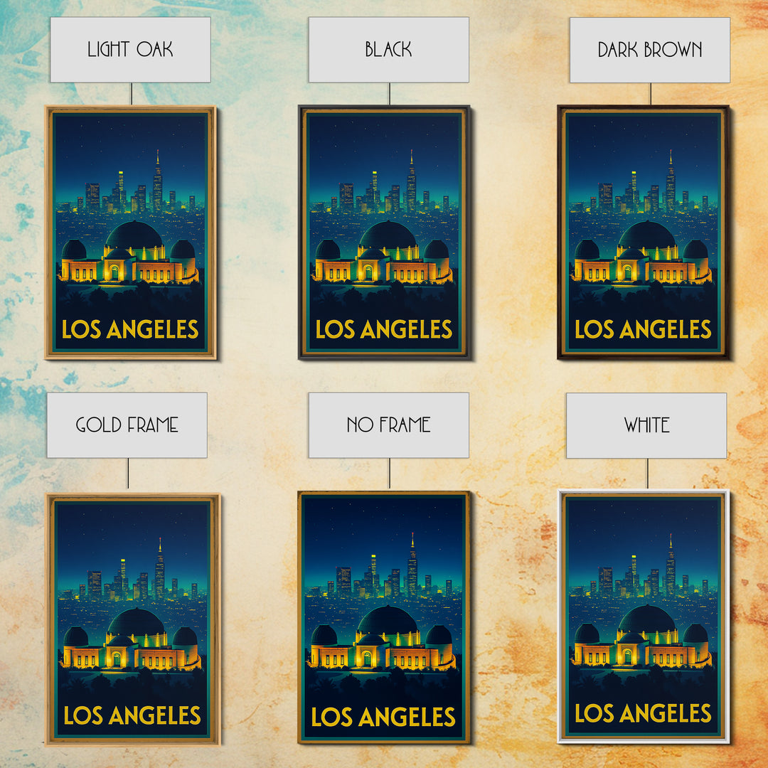 Los Angeles Travel Poster, Framed Canvas Print, Cyberpunk Style City Art, Los Angeles Wall Art, Travel Poster Art, Vintage City Poster