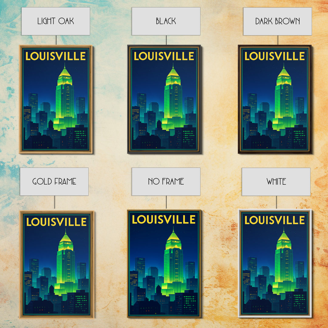 Louisville Travel Poster, Canvas Print, Cyberpunk Style City Art, Louisville Poster Print, City Travel Prints, City Art Print, Design 2
