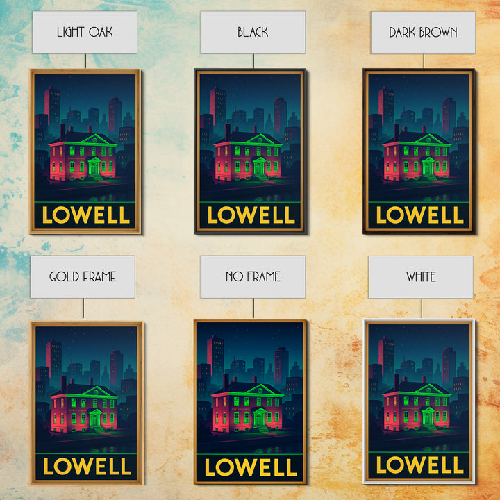 Lowell Massachusetts Travel Poster, Canvas Print, Retro Neon Travel Art, Lowell Travel Art, Wanderlust Decor, Wall Art, Retro Travel Print
