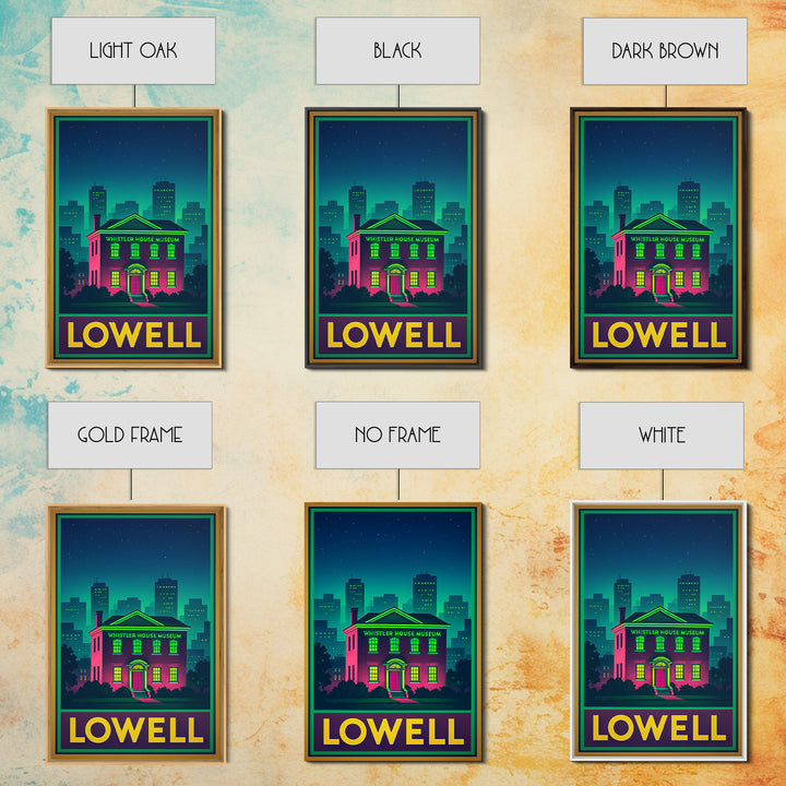 Lowell Travel Poster, Canvas Print, Retro Neon Travel Art, Lowell Travel Art, Travel Wall Decor, Travel Wall Art, Retro Travel Print