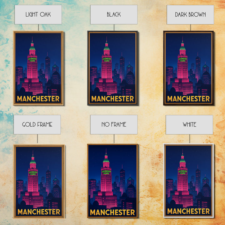 Manchester New Hampshire Travel Poster, Canvas Print, Neon Skyline Art Wall Art, Manchester Art Print, Travel Wall Art, City Travel Prints