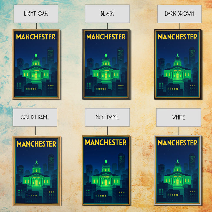 Manchester Travel Poster, Canvas Print, Neon Cityscape Wall Art, Manchester Art Print, Eclectic Wall Decor, Home Office Decor, Design 2