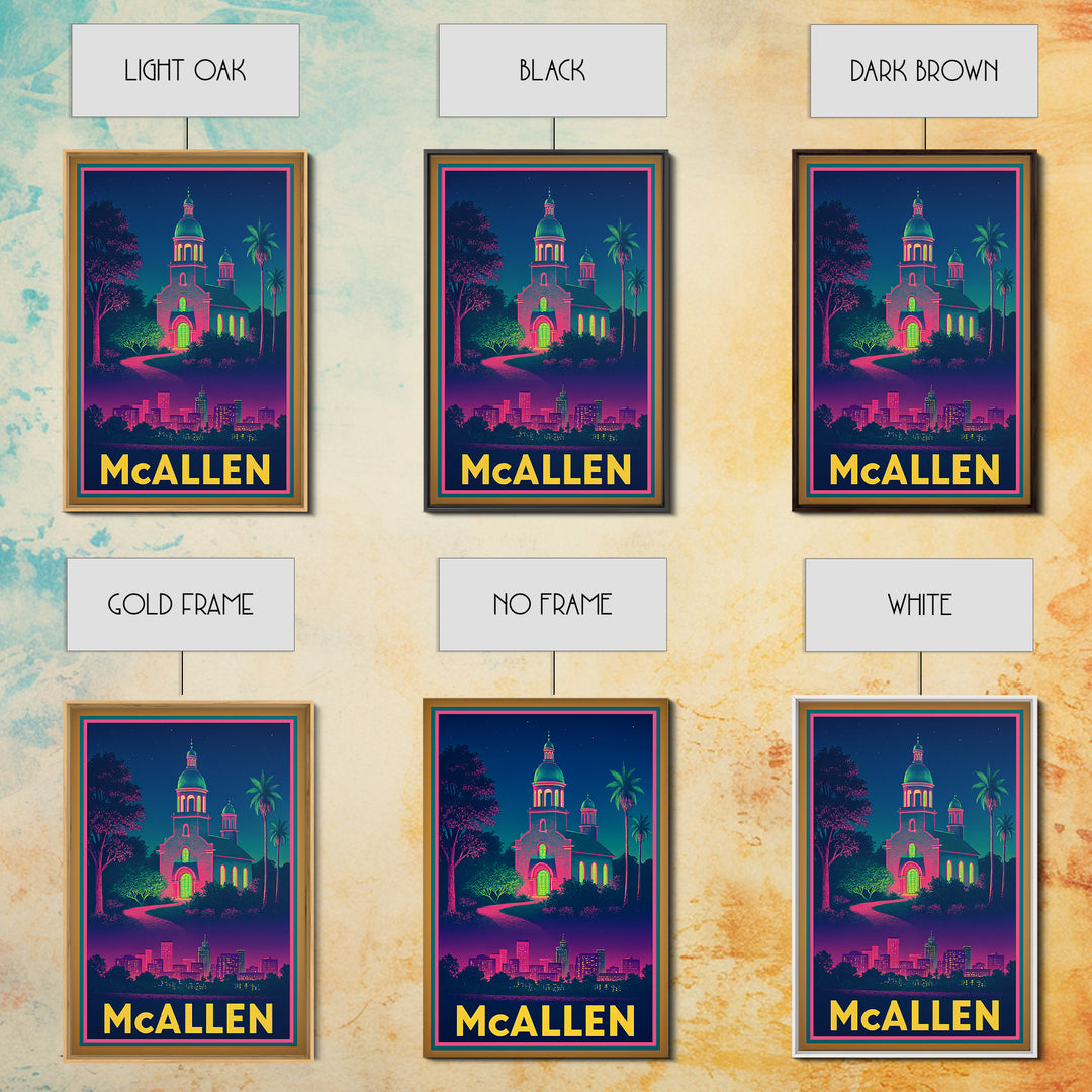 Mcallen Texas Travel Poster, Canvas Print, Cyberpunk Style City Art, Mcallen City Art, Vintage Travel Art, City Illustration, Fine Art Print