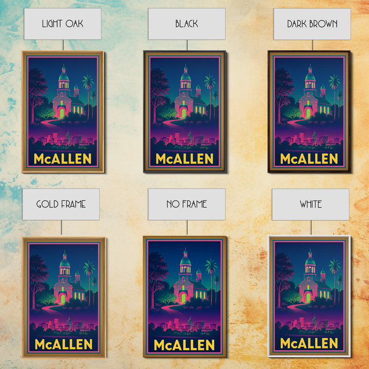 Mcallen Texas Travel Poster, Canvas Print, Cyberpunk Style City Art, Mcallen City Art, Vintage Travel Art, City Illustration, Fine Art Print