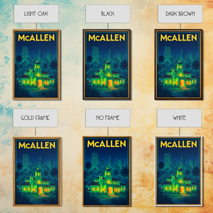 Mcallen Travel Poster, Canvas Print, Electric Night Poster Art, Mcallen Art Print, Eclectic Wall Decor, Living Room Wall Art, Home Decor