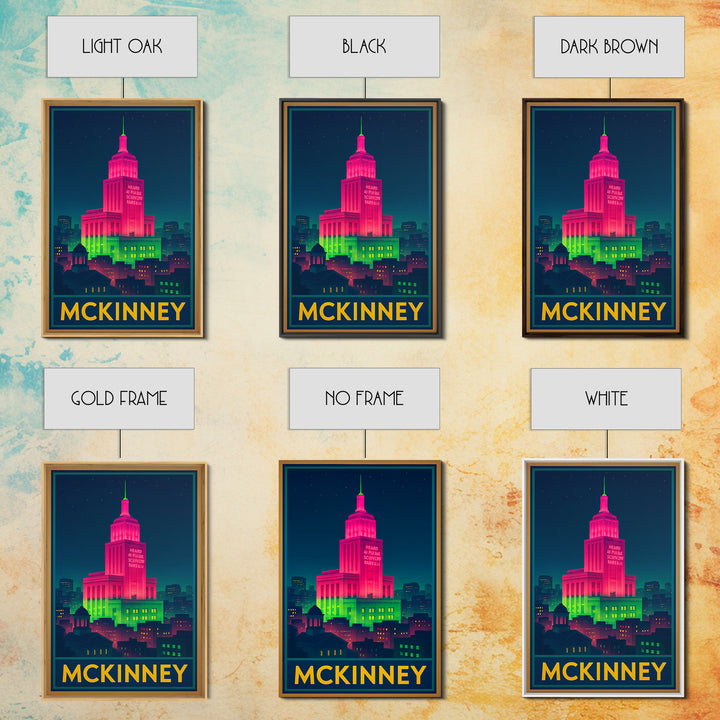 Mckinney Texas Travel Poster, Canvas Print, Cyberpunk Style City Art, Mckinney Art Print, Office Decor, Eclectic Wall Decor, Fine Art Print