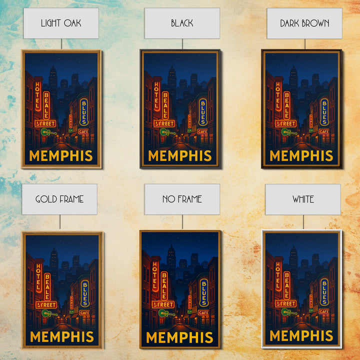 Memphis Tennessee Travel Poster, Canvas Print, Neon Urban Skyline Wall Art, Memphis Travel Art, Wall Decor, Wanderlust Decor