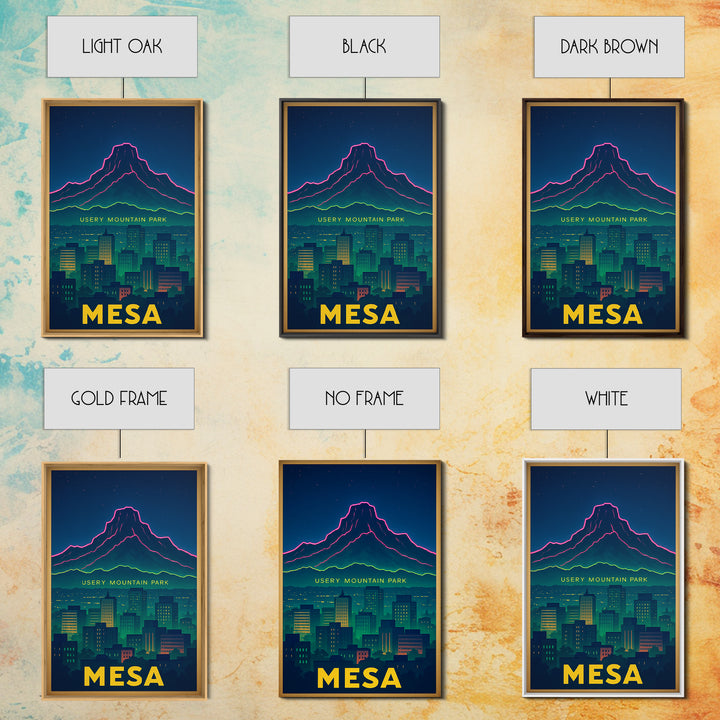 Mesa Arizona Travel Poster, Canvas Print, Neon Skyline Wall Art, Mesa Poster Print, Travel Art Print, Living Room Wall Art, City Poster