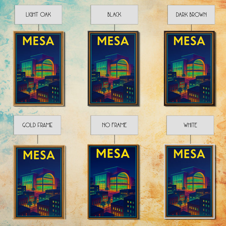 Mesa Travel Poster, Canvas Print, Cyberpunk Style City Art, Mesa Wall Art, Fine Art Print, City Travel Prints, Living Room Wall Art